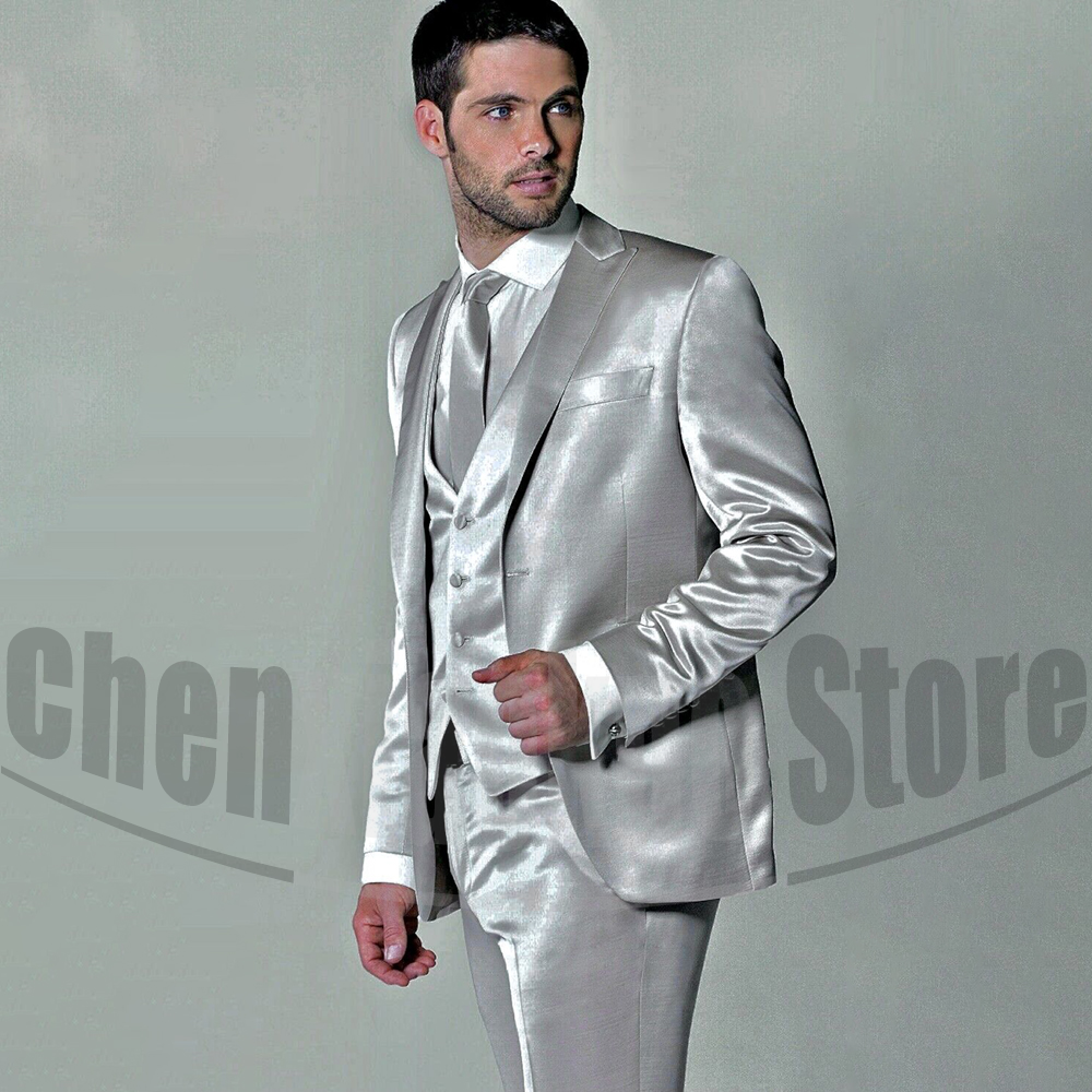 Men Formal Wear 2025 - Men's Satin Three Piece Suit Set