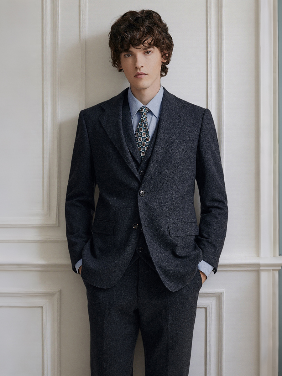 Men Formal Wear 2025 - Premium Grey 55% Wool Men's Suit