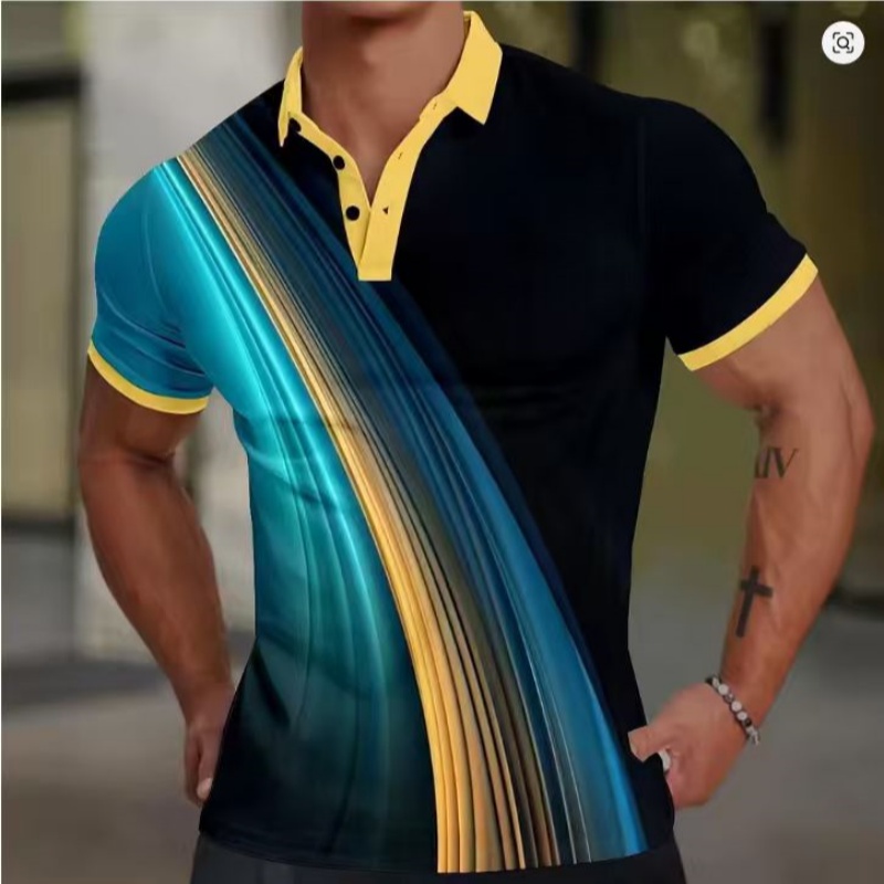 Men Formal Wear 2025 - 2025 Men's Geometric Golf Shirt Short