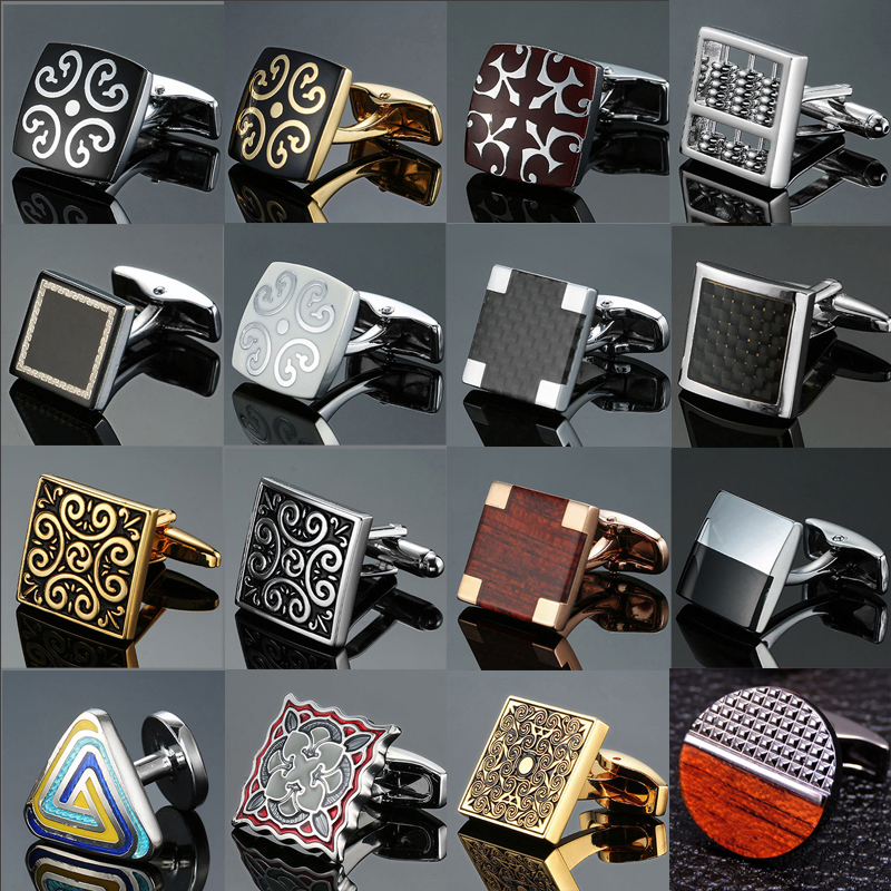 Dress Shirt French Cuff - environment-friendly carbon fiber Mahogany cufflinks Square
