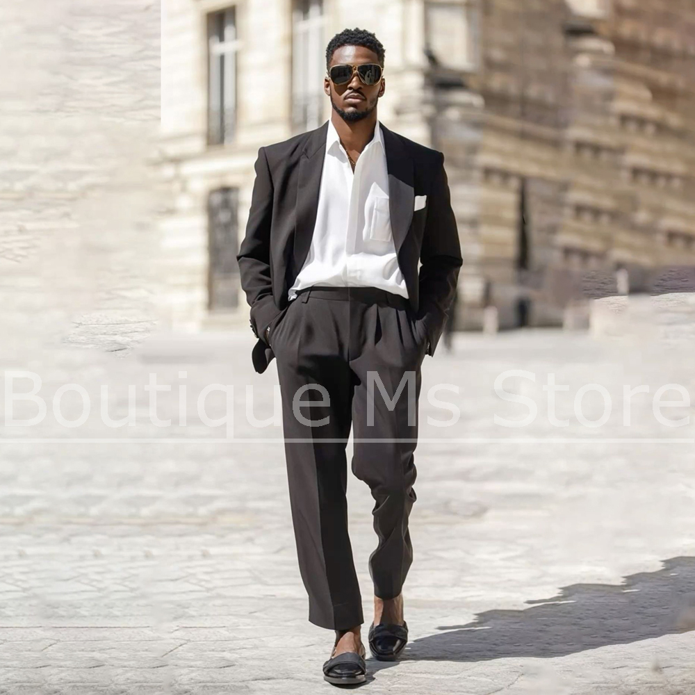 Men Formal Wear Outfits - Dark Brown Men's Suit 2 Piece