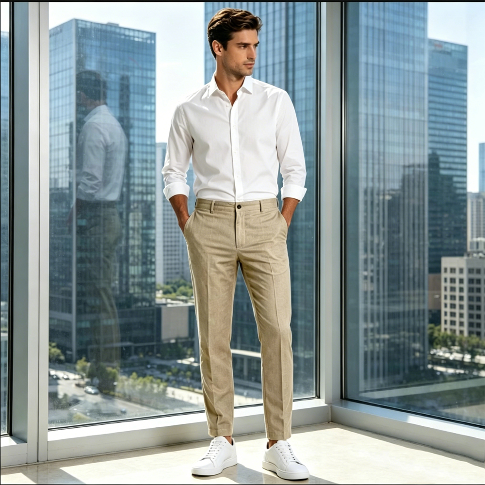 Men Linen Formal Wear - Men's Premium Linen Blend Pants Lightweight