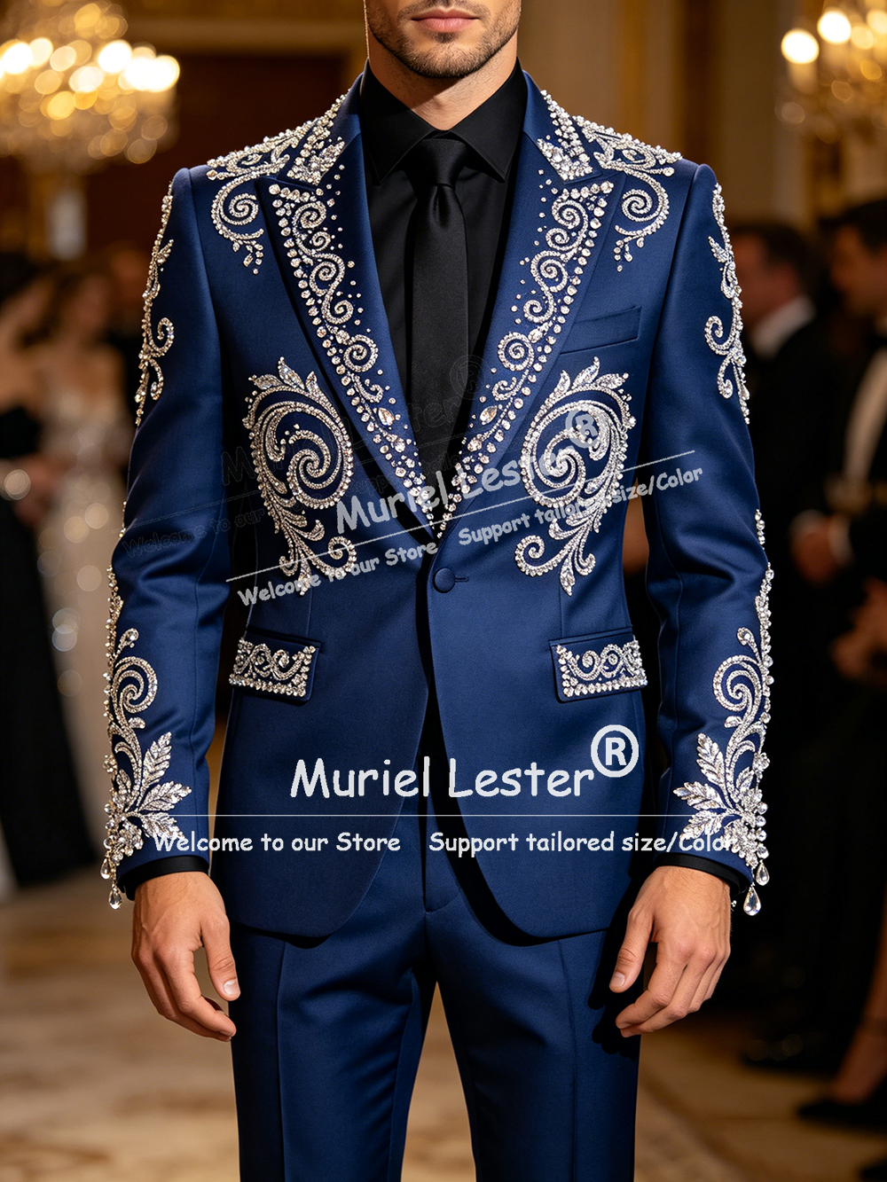 Men Formal Wear Outfits - Glitter Jewelry Beading Suit Men Formal