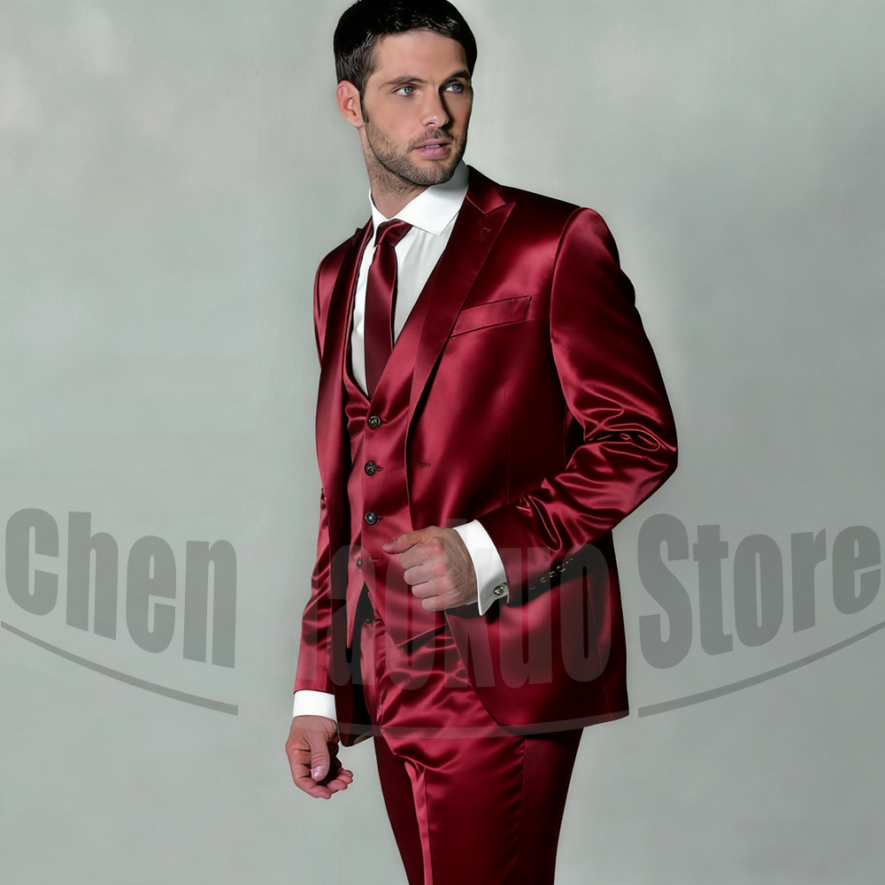 Men's Satin Three Piece Suit S - Men Formal Wear 2025 recensie en prijs