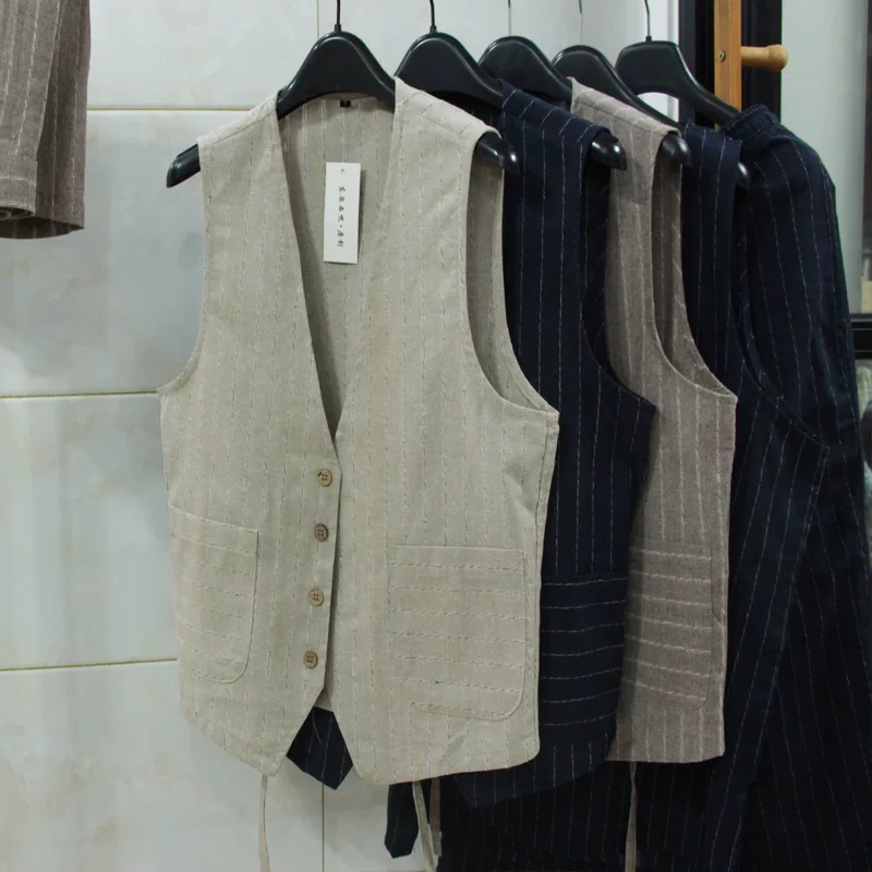 British Casual Linen Vest for  - Men Linen Formal Wear recensie en prijs