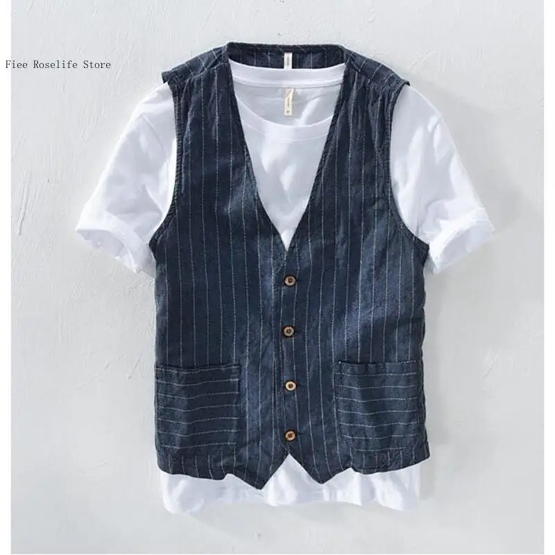 British Casual Linen Vest for  - Men Linen Formal Wear recensie en prijs