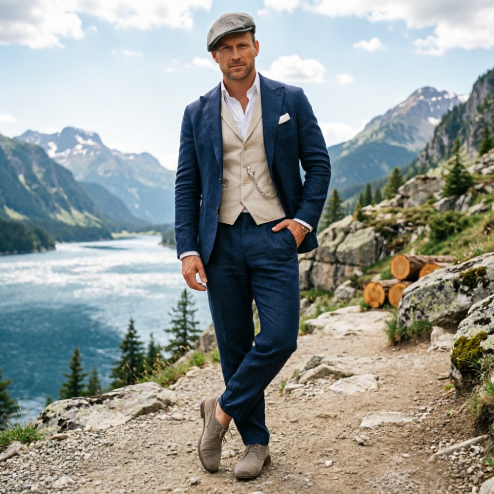 Sage Green Linen Men 3 Piece S - Men Formal Wear Outfits recensie en prijs