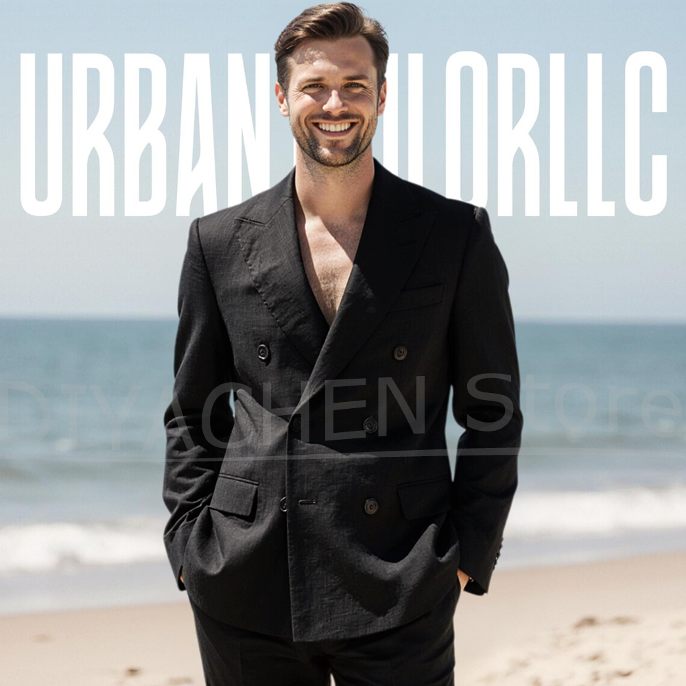 Men Linen Double Breasted Suit - Men Linen Formal Wear recensie en prijs