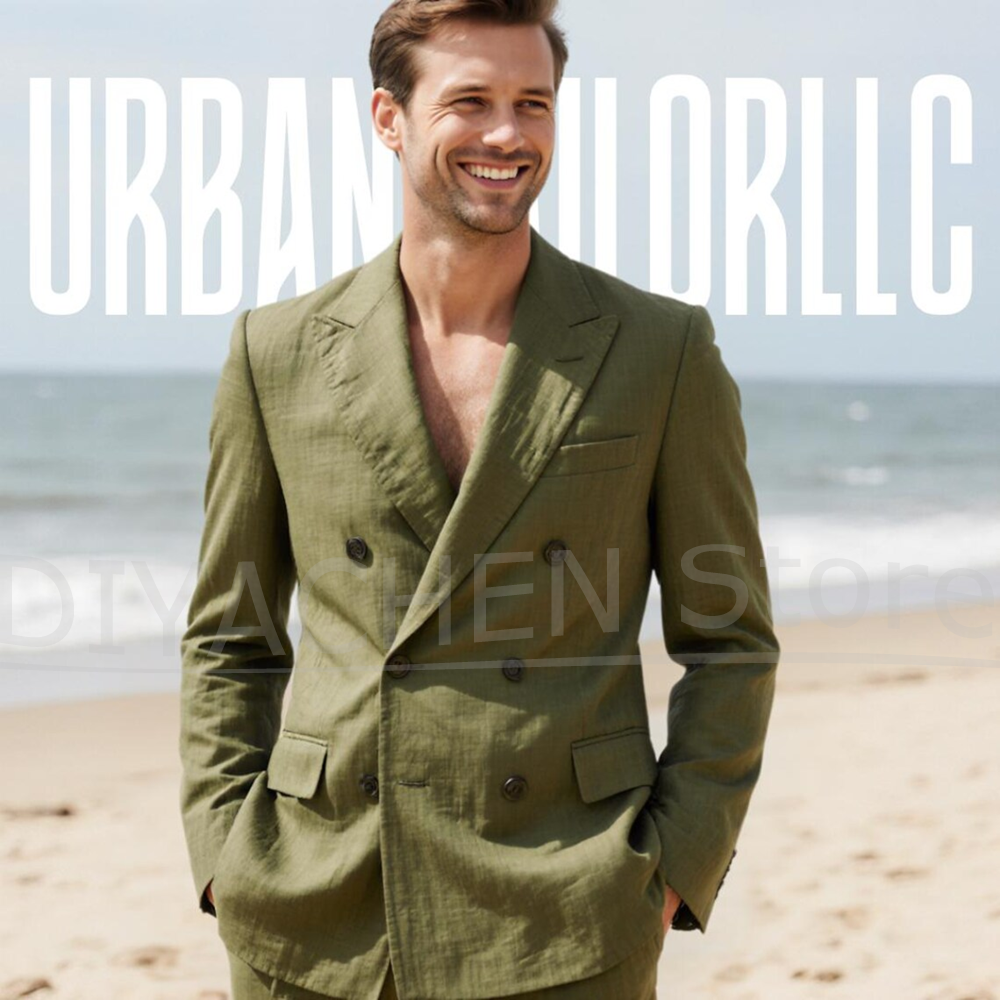Men Linen Double Breasted Suit - Men Linen Formal Wear recensie en prijs