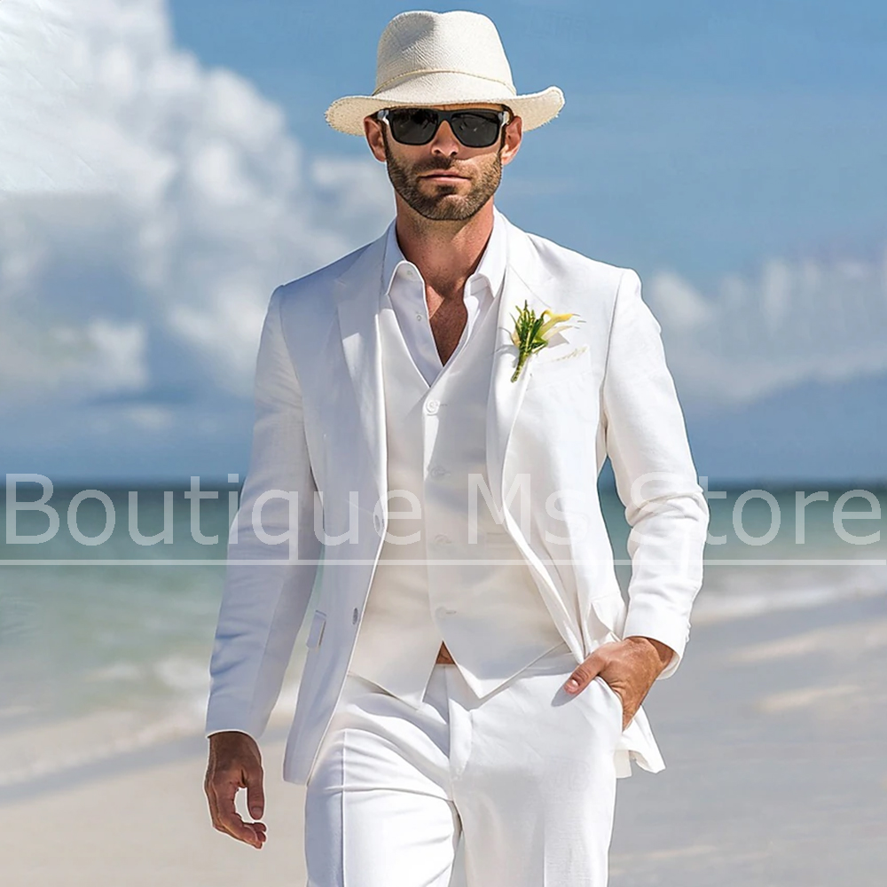 Men's White Linen Suit 3 Piece - Men Linen Formal Wear recensie en prijs