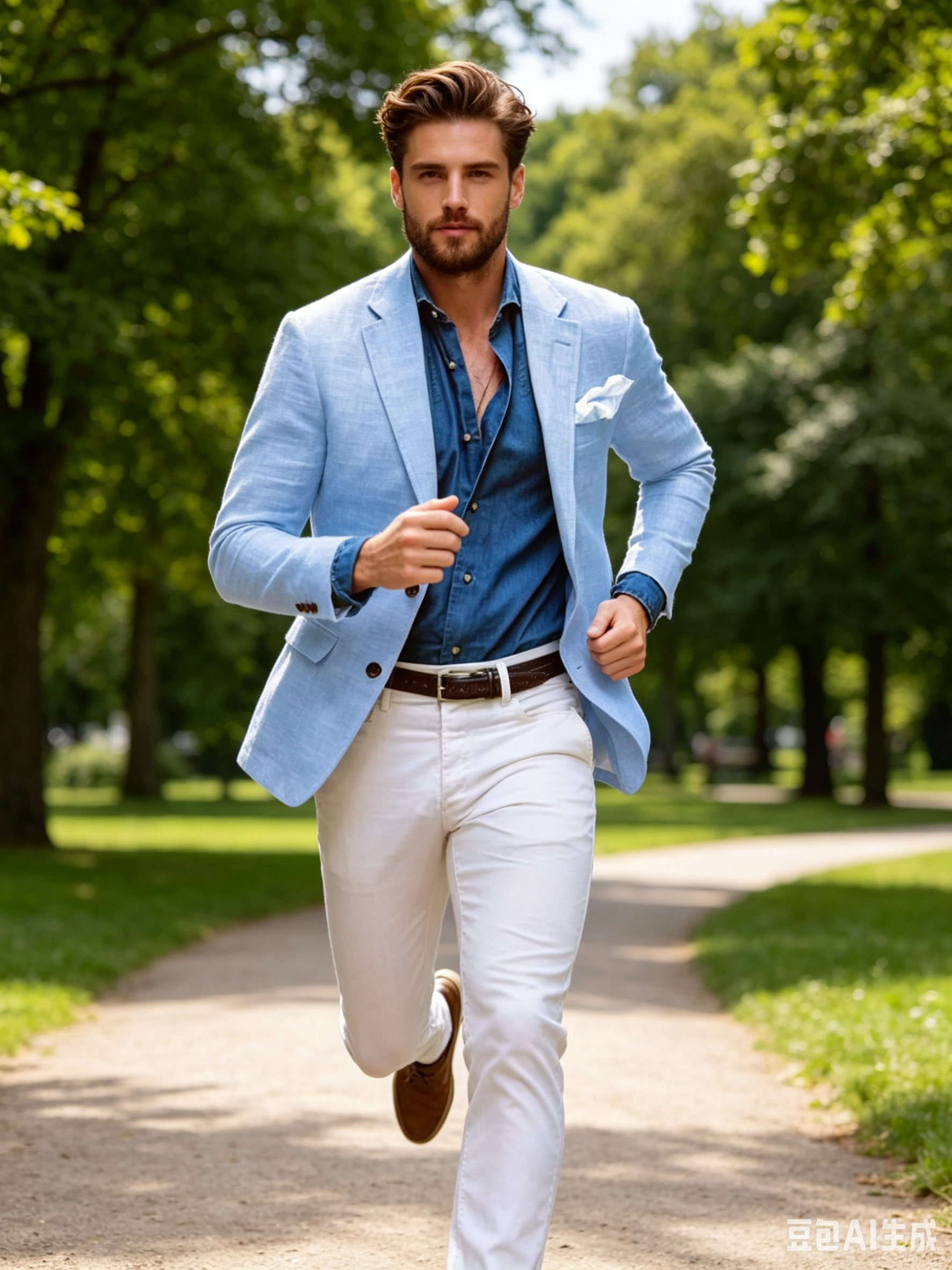 Beige/Blue Linen Men Suit Blaz - Men Linen Formal Wear recensie en prijs