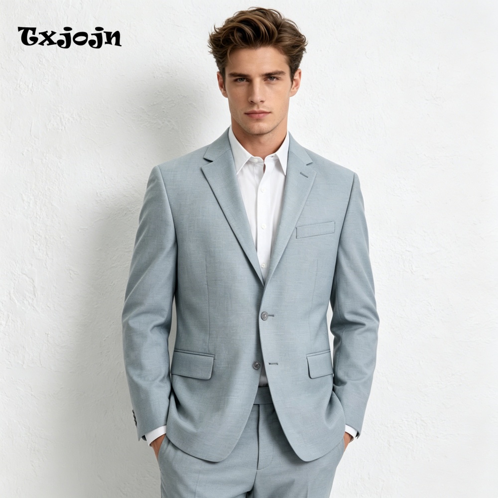 Stylish Blue Linen 2PCS Suit S - Men Linen Formal Wear recensie en prijs