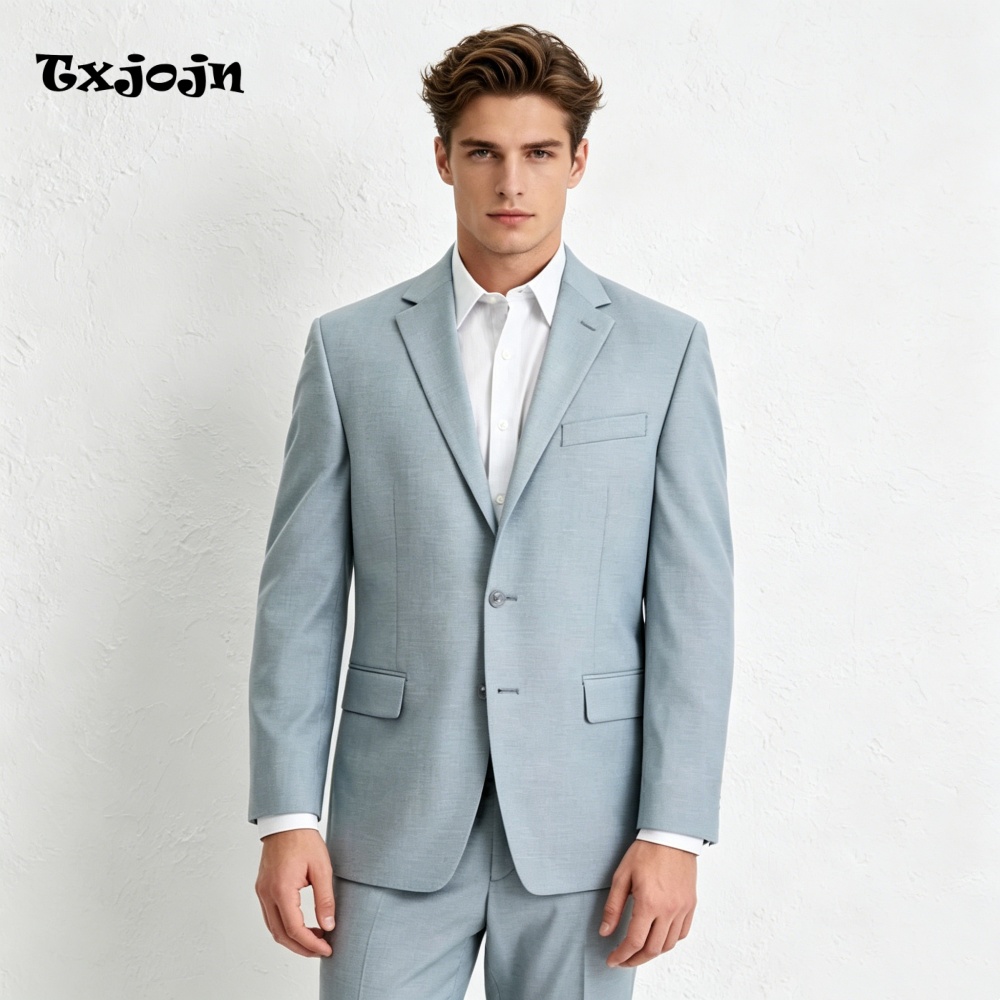 Stylish Blue Linen 2PCS Suit S - Men Linen Formal Wear recensie en prijs