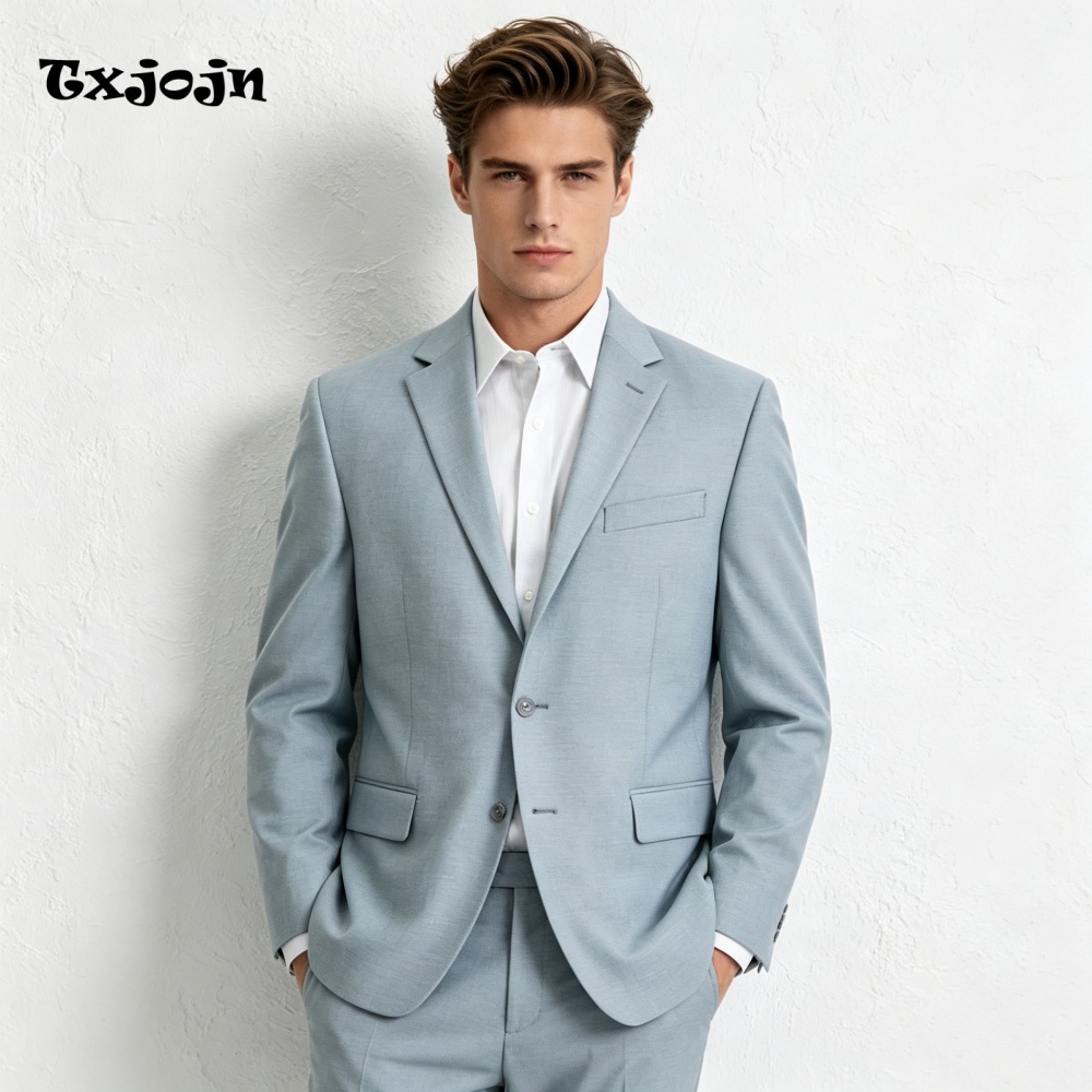 Stylish Blue Linen 2PCS Suit S - Men Linen Formal Wear recensie en prijs