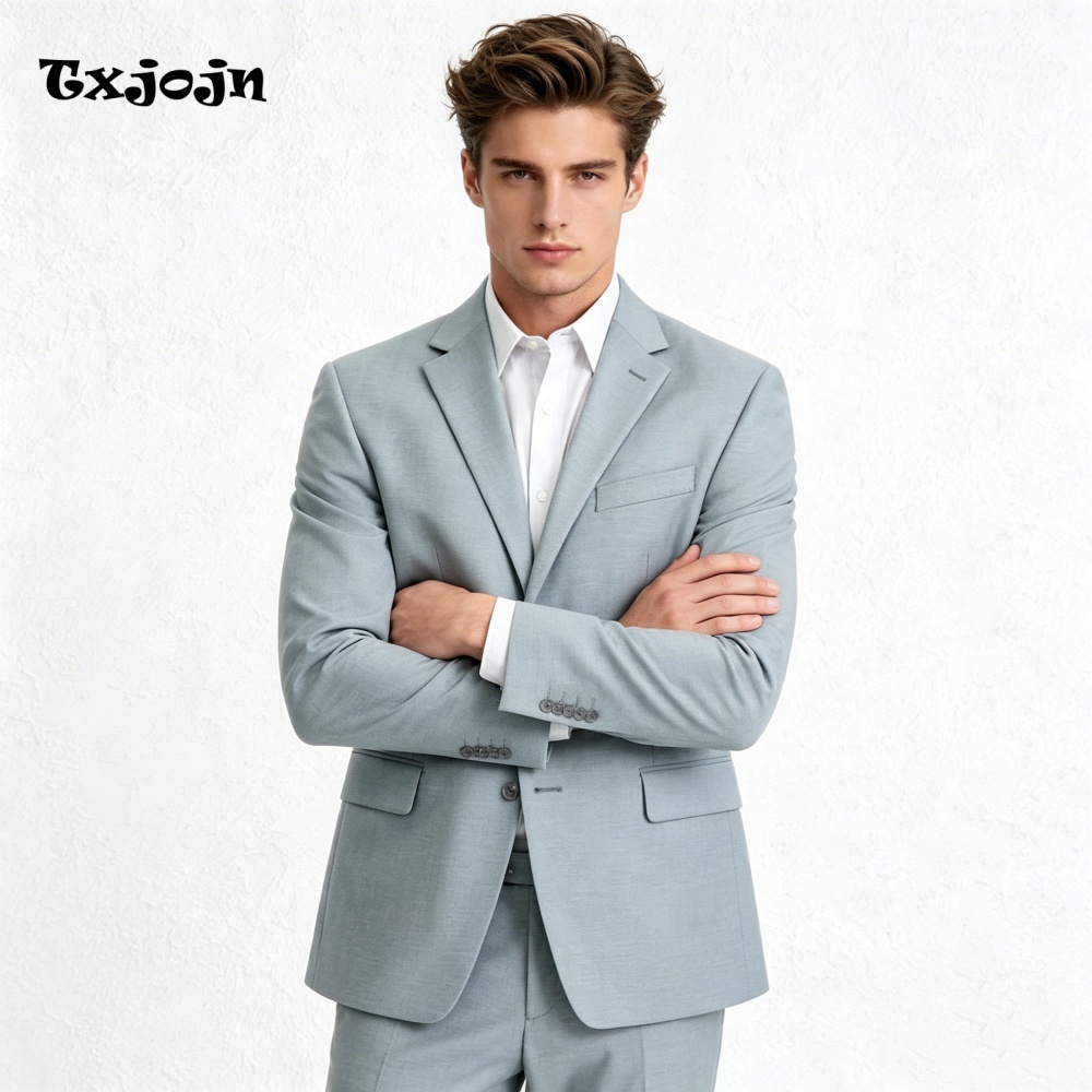 Stylish Blue Linen 2PCS Suit S - Men Linen Formal Wear recensie en prijs