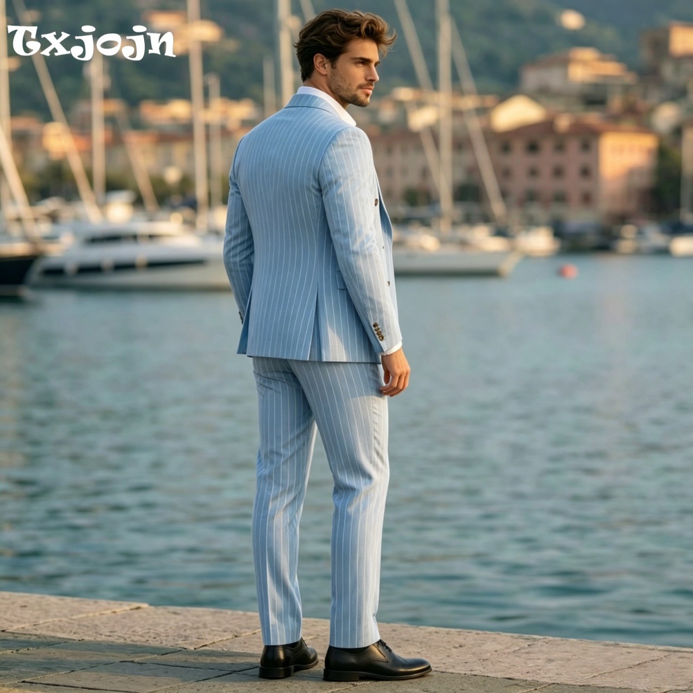 Stylish Blue Linen 2PCS Suit S - Men Linen Formal Wear recensie en prijs