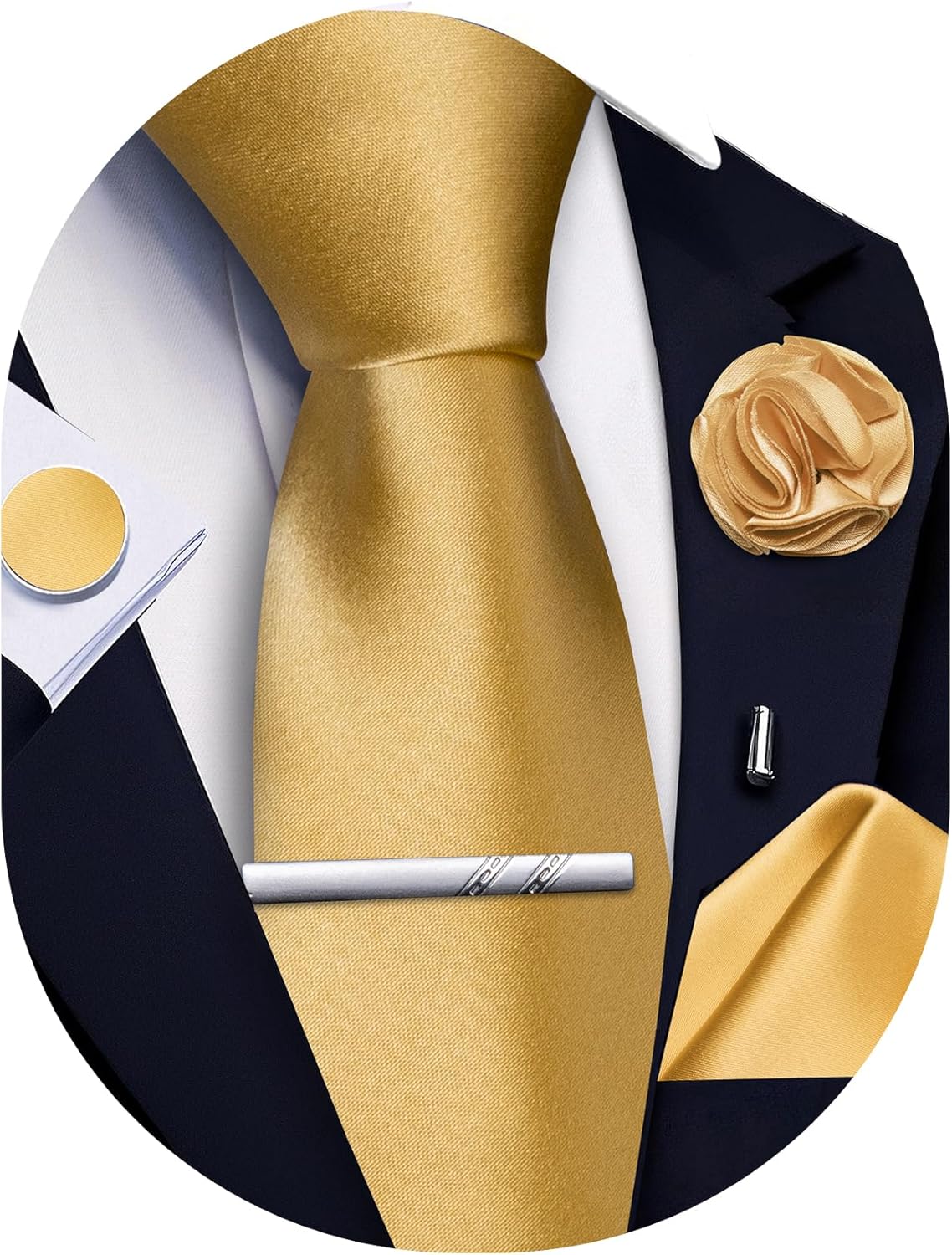 5Pcs Men's Silk Satin Tie Set  - Pocket Square Set recensie en prijs