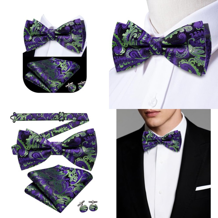 Mens Paisley Striped Bowtie Se - Pocket Square Set recensie en prijs