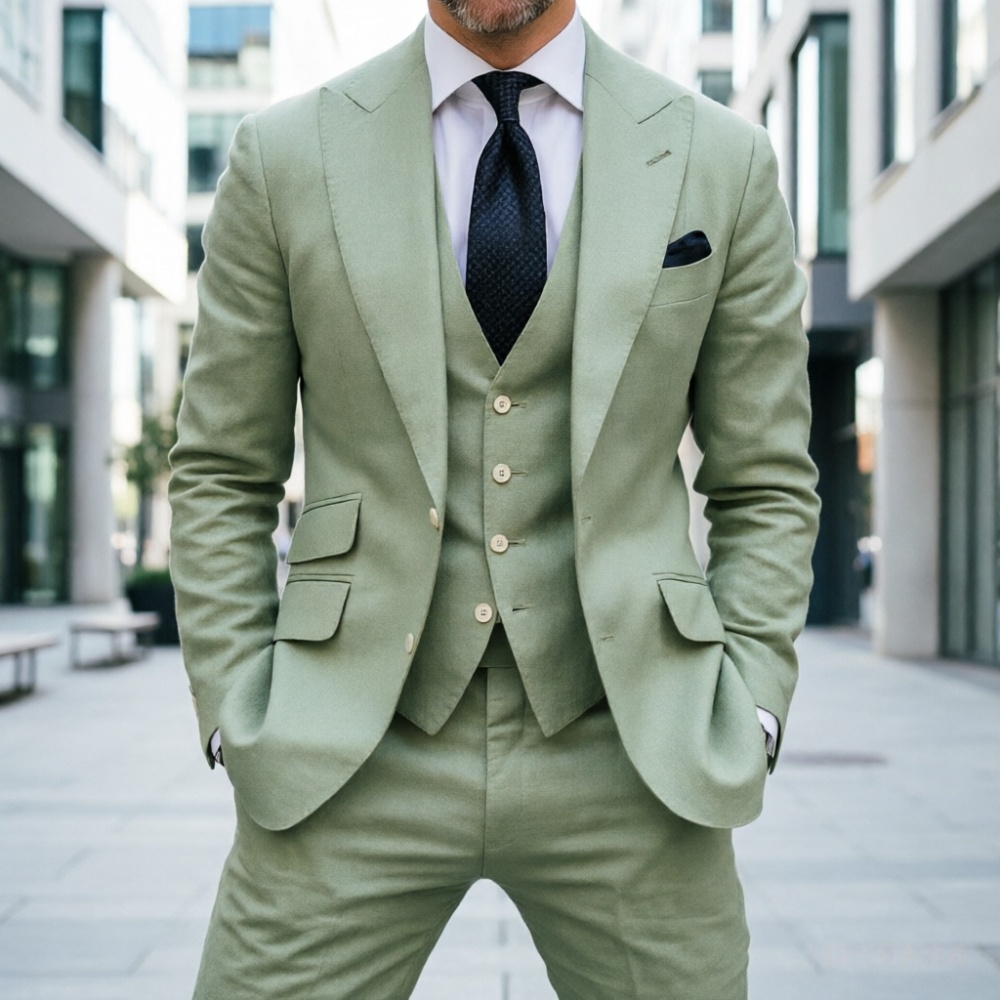 Sky Blue Linen Men Wedding Tux - Men Linen Formal Wear recensie en prijs