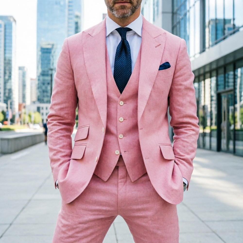 Sky Blue Linen Men Wedding Tux - Men Linen Formal Wear recensie en prijs