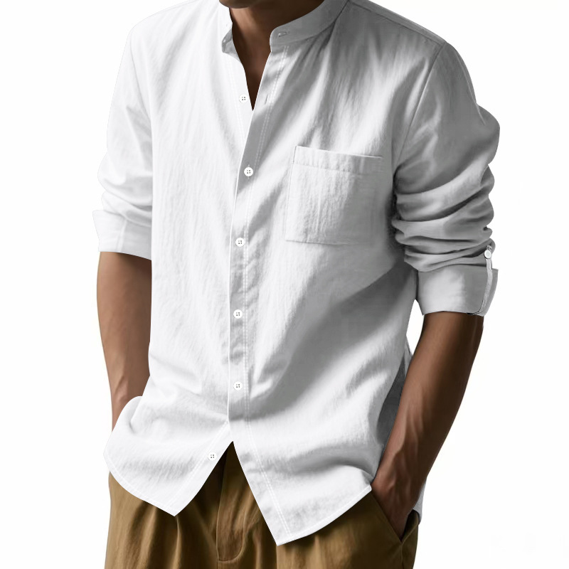 Men's Linen Stand Up Collar Sh - Men Linen Formal Wear recensie en prijs