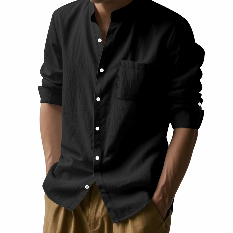 Men's Linen Stand Up Collar Sh - Men Linen Formal Wear recensie en prijs