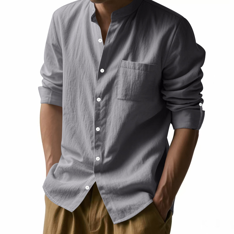 Men's Linen Stand Up Collar Sh - Men Linen Formal Wear recensie en prijs